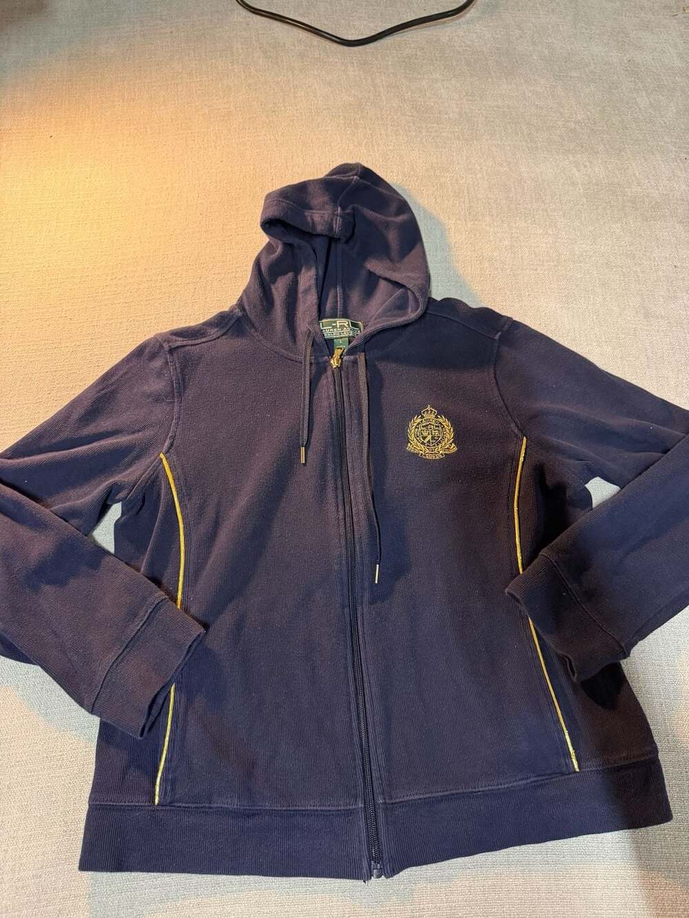 Lauren Active Ralph Lauren Navy Blue Gold Crest Full Zip Hoodie and Sweatpants S - Picture 2 of 6